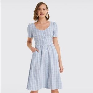 NWOT, Draper James, Linen Button Front Dress, 6